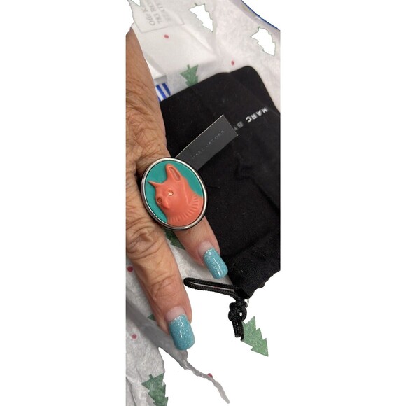 Marc Jacobs Jewelry - Mark by marc jacobs aqua lagoon ring rouge Cat w Crystal Eyes size 6 NWT